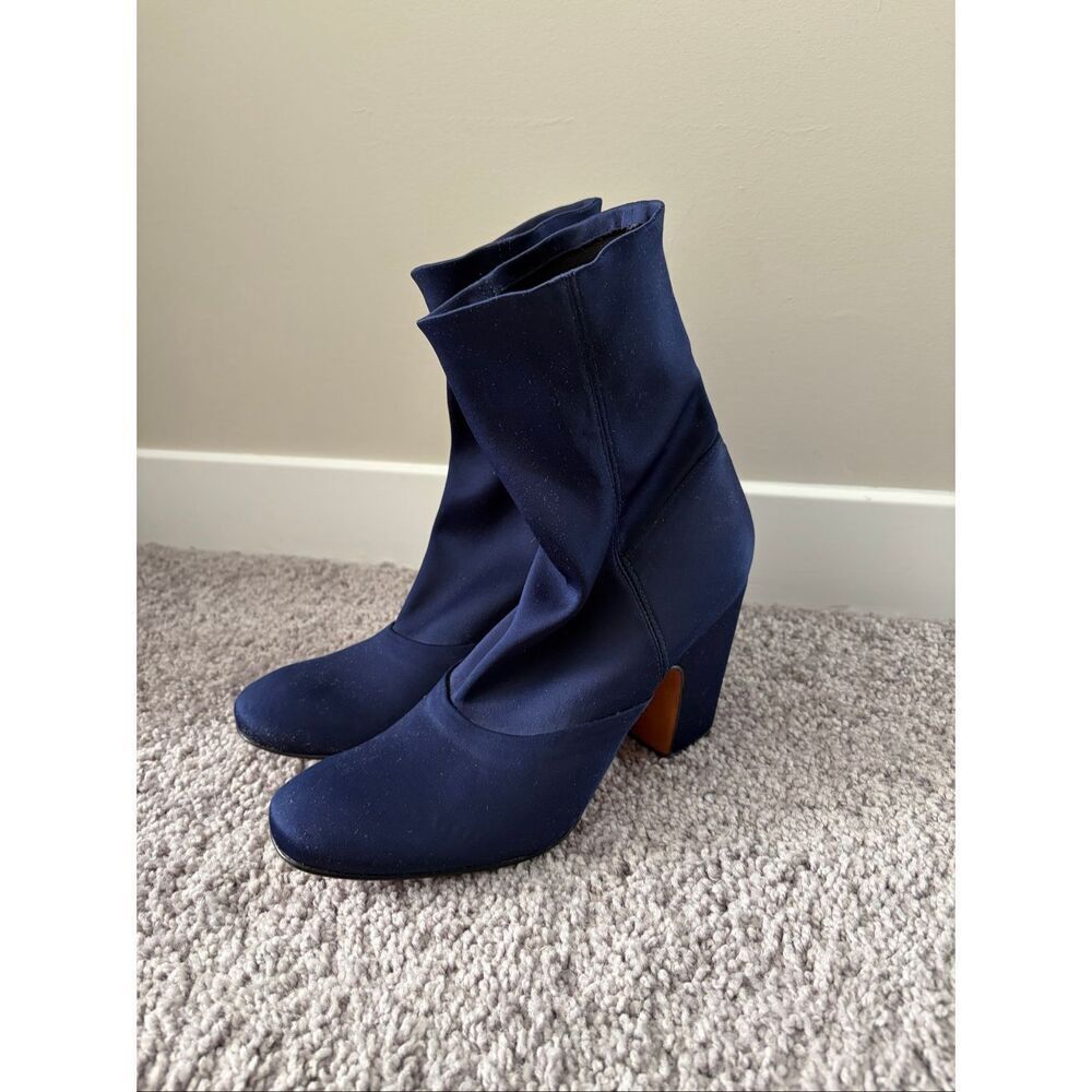 RARE Rachel Comey Nylon Sock Boots Leather Size 6.5 in Navy Blue